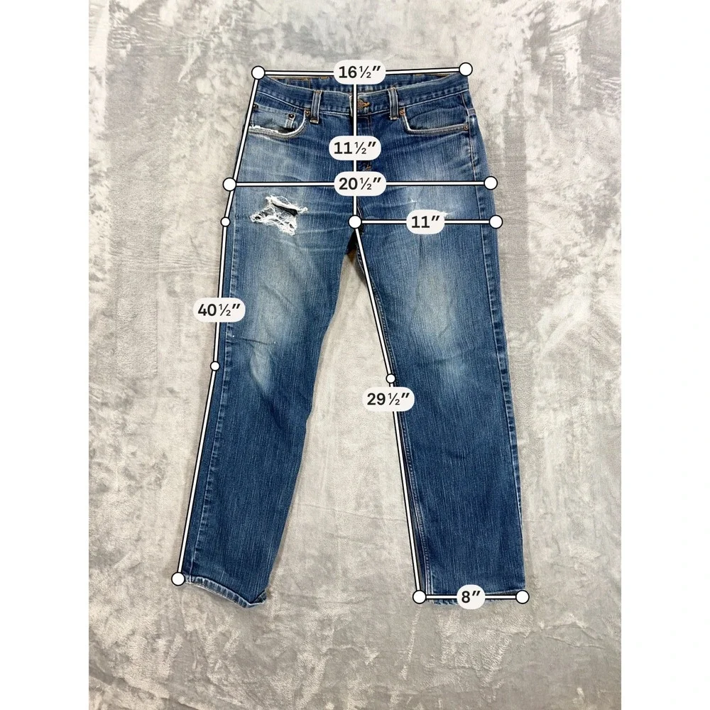 All American Clothing Straight Jeans Mens Size 32x30 Blue Distressed